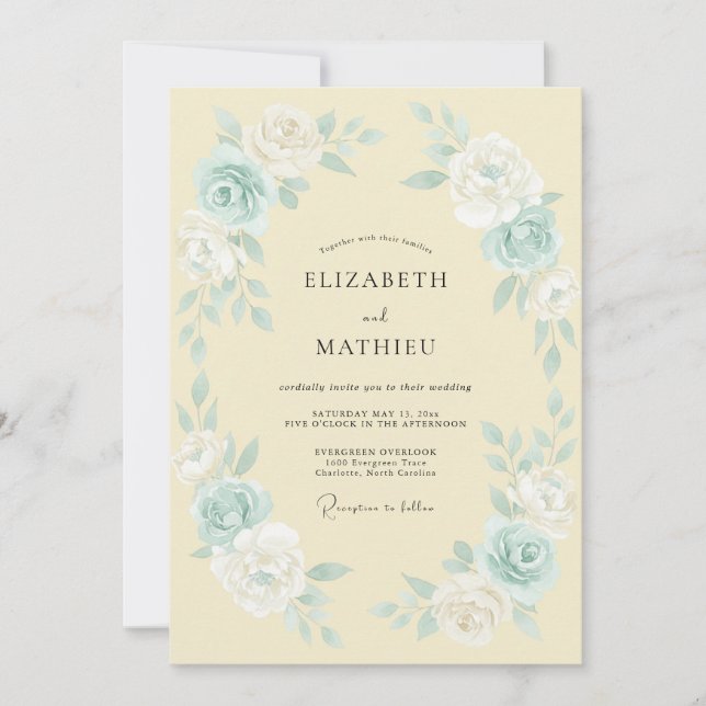 Invitation Mariage de printemps gracieux et crème (Devant)