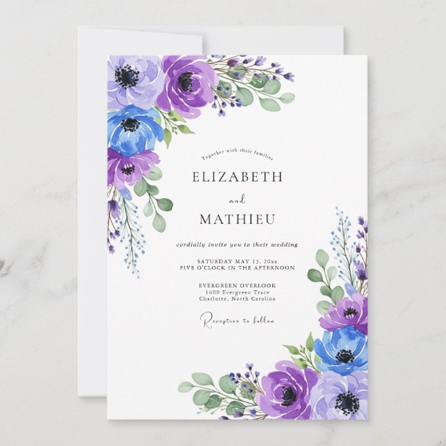 Invitation Mariage de printemps gracieux lavande (Devant)