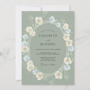 Invitation Mariage de printemps gracieux vert sauge