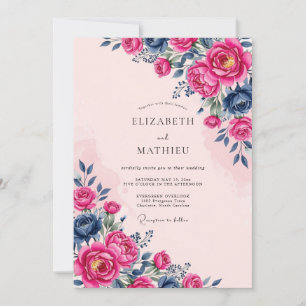 Invitation Mariage de printemps gras magenta