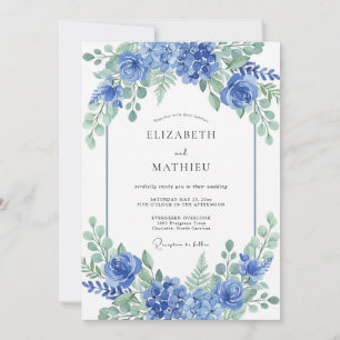 Invitation Mariage de printemps Hortensia Azur Vivant