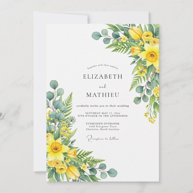 Invitation Mariage de printemps jaune effervescent (Devant)
