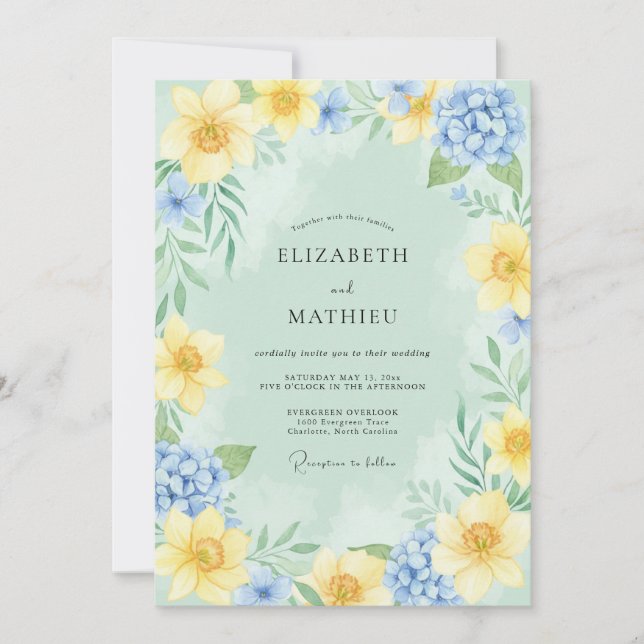 Invitation Mariage de printemps joyeux vert menthe (Devant)