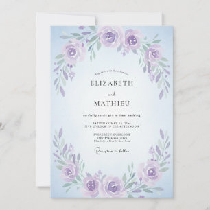 Invitation Mariage de printemps lavande immaculé