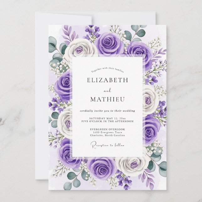 Invitation Mariage de printemps lavande luxuriant (Devant)