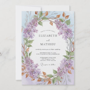 Invitation Mariage de printemps lilas éthéré lavande