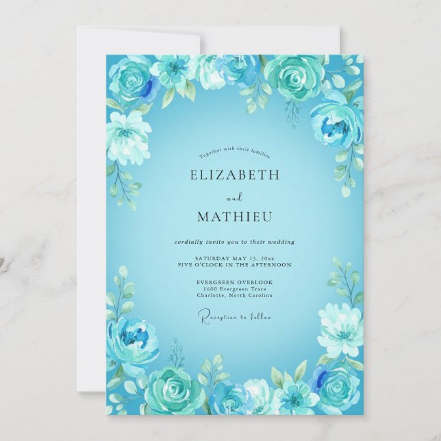 Invitation Mariage de printemps lumineux turquoise (Devant)