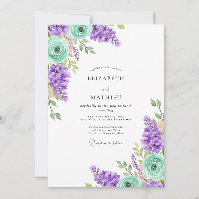 Invitation Mariage de printemps luxuriant de lavande (Devant)