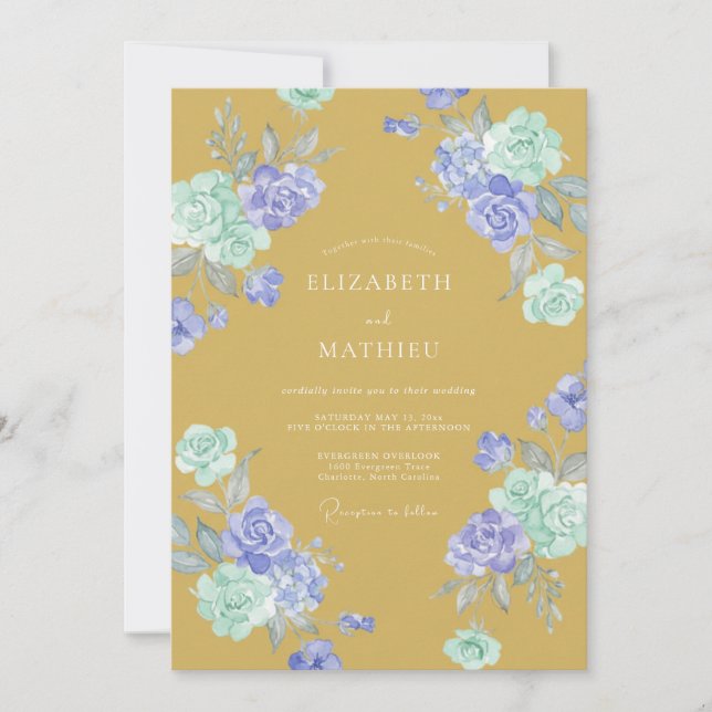 Invitation Mariage de printemps luxuriant jaune moutarde (Devant)