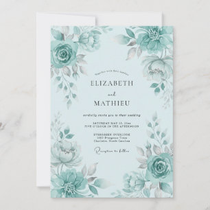 Invitation Mariage de printemps luxuriant vert écume de mer