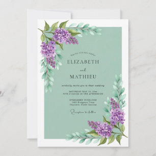 Invitation Mariage de printemps luxuriant violet lilas
