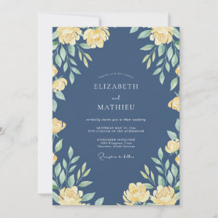 Invitation Mariage de printemps majestueux bleu marine