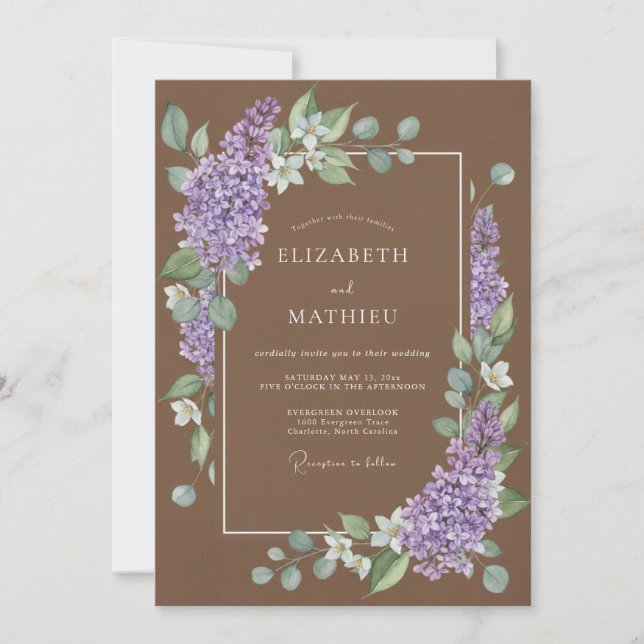Invitation Mariage de printemps marron chaud (Devant)
