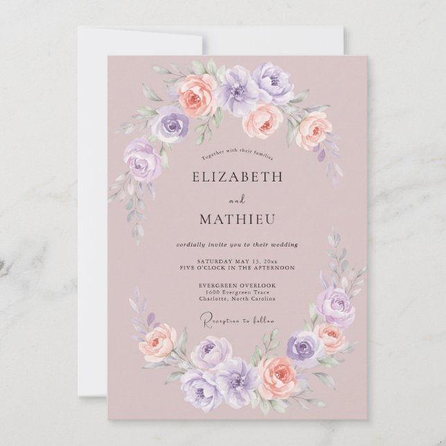 Invitation Mariage de printemps mauve éthéré (Devant)