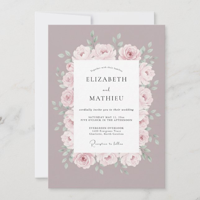 Invitation Mariage de printemps mauve poli (Devant)