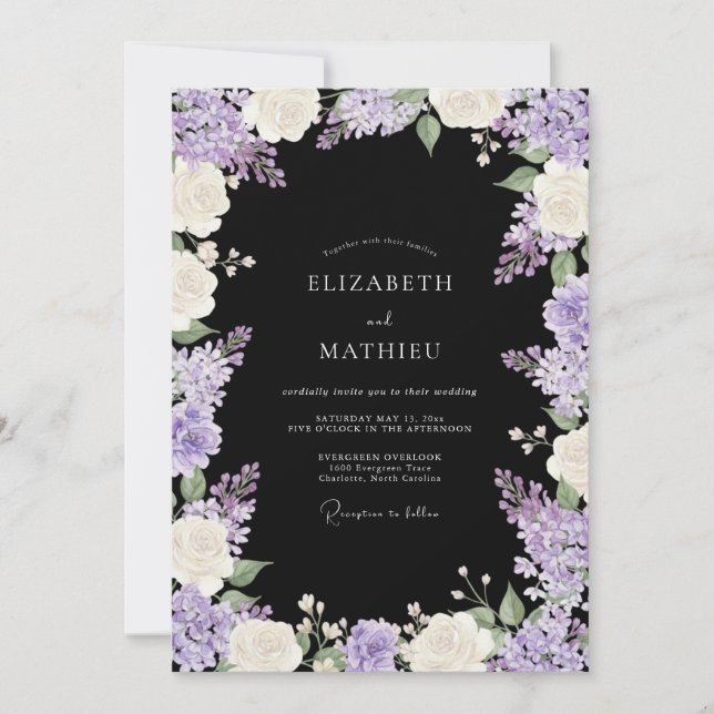 Invitation Mariage de printemps noir et sombre (Devant)