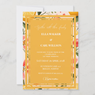Invitation Mariage de printemps Orange Clair et Audacieux Amo