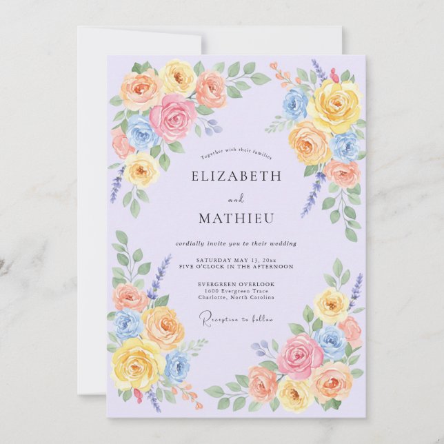 Invitation Mariage de printemps paisible lavande (Devant)
