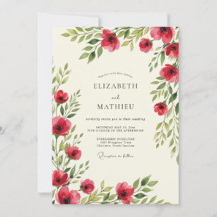 Invitation Mariage de printemps radieux écarlate