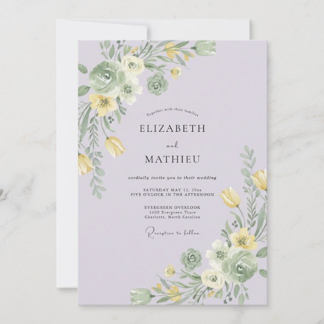 Invitation Mariage de printemps radieux lavande (Devant)