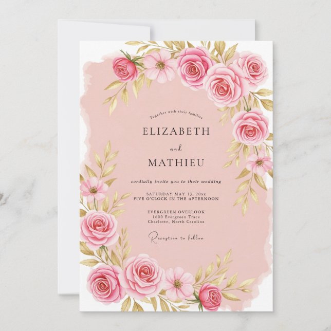 Invitation Mariage de printemps radieux rose tendre (Devant)