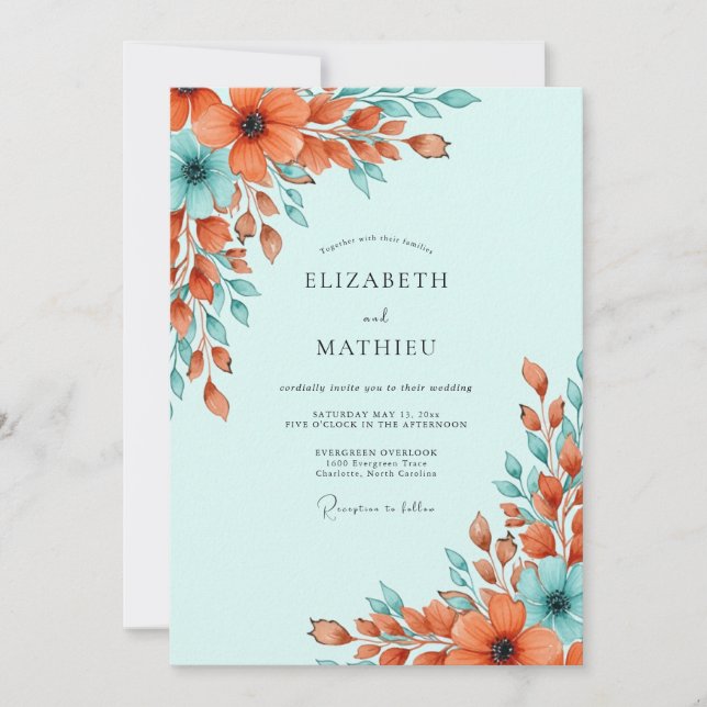 Invitation Mariage de printemps radieux vert menthe (Devant)