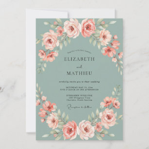 Invitation Mariage de printemps radieux vert sauge
