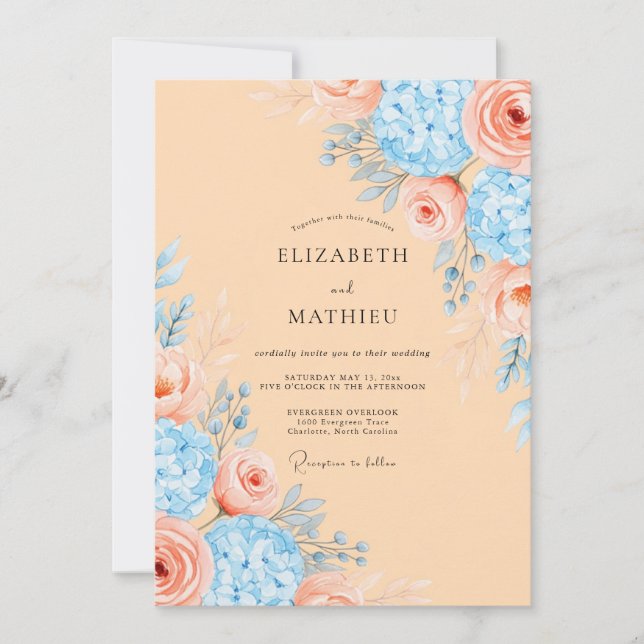 Invitation Mariage de printemps raffiné aux abricots (Devant)