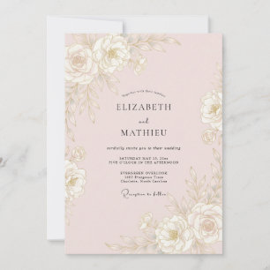 Invitation Mariage de printemps raffiné rose tendre