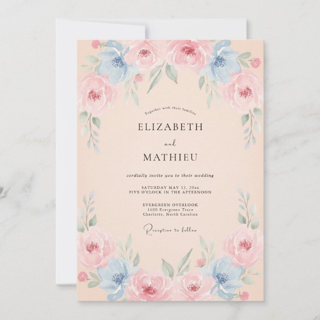 Invitation Mariage de printemps rafraîchissant aux pêches (Devant)