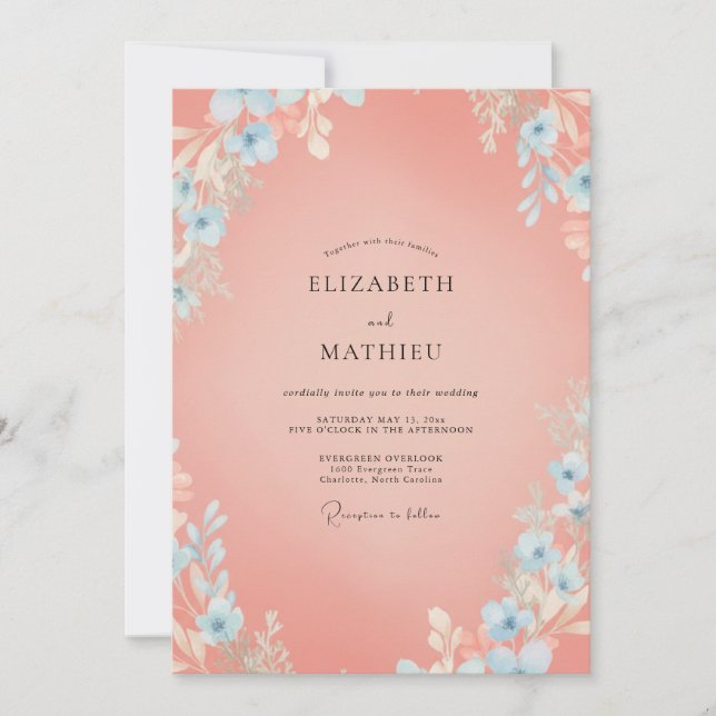 Invitation Mariage de printemps rêveur au saumon (Devant)