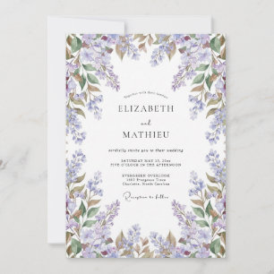 Invitation Mariage de printemps romantique au lilas lavande
