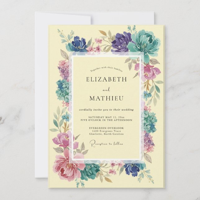 Invitation Mariage de printemps romantique aux fleurs sarcell (Devant)