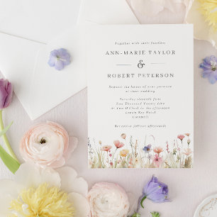 Invitation Mariage de printemps rose Fleur sauvage rustique
