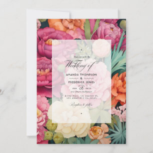 Invitation Mariage de printemps rose pastel, vert et brun sab