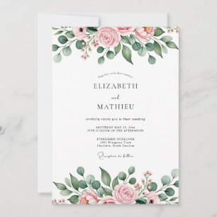 Invitation Mariage de printemps rose poudré doux