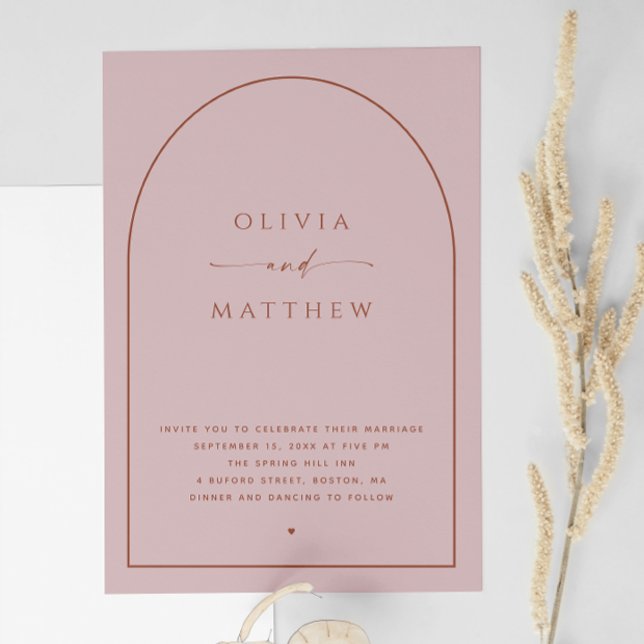 Invitation Mariage de printemps rose poudré | Photo d'arche + (Créateur téléchargé)