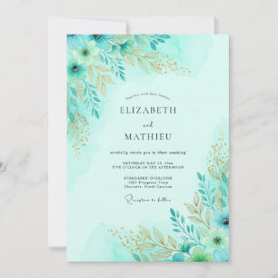 Invitation Mariage de printemps serein au vert menthe
