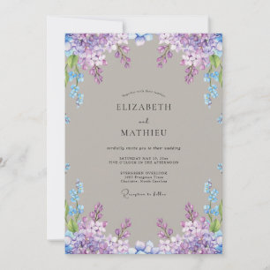 Invitation Mariage de printemps sophistiqué au lilas