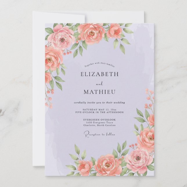 Invitation Mariage de printemps splendide lavande (Devant)