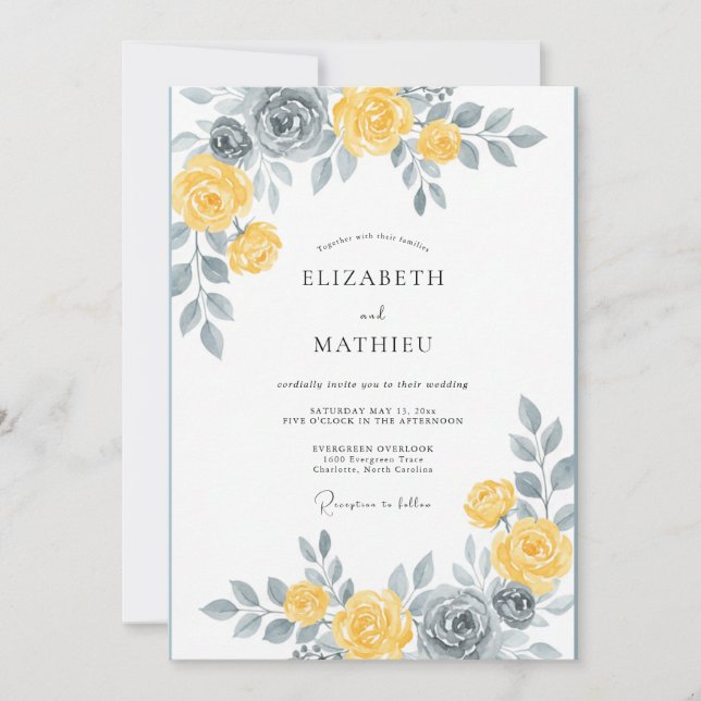Invitation Mariage de printemps sur ardoise jaune lumineuse (Devant)
