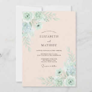 Invitation Mariage de printemps vert écume de mer