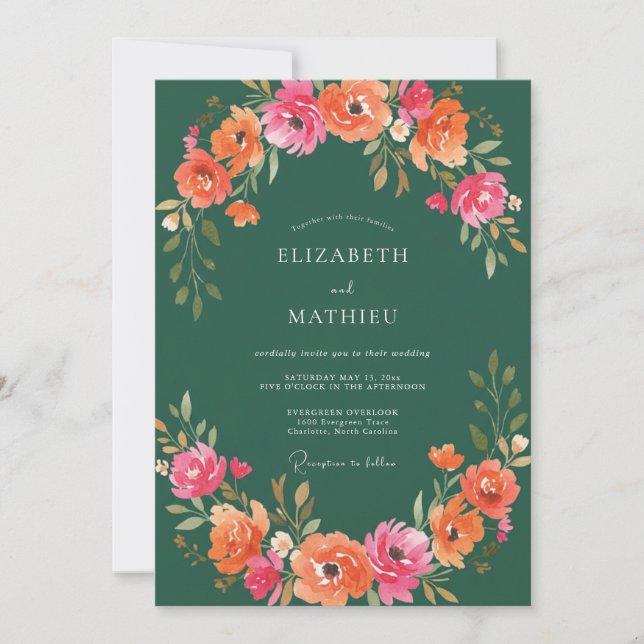 Invitation Mariage de printemps vert forêt intense (Devant)