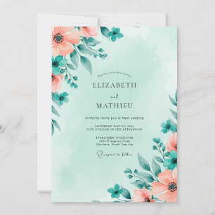 Invitation Mariage de printemps vert menthe atmosphérique