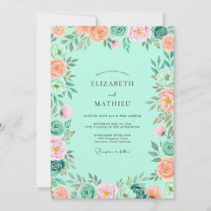 Invitation Mariage de printemps vert menthe enchantant