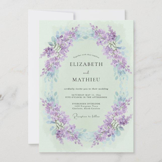 Invitation Mariage de printemps vert menthe exquis (Devant)
