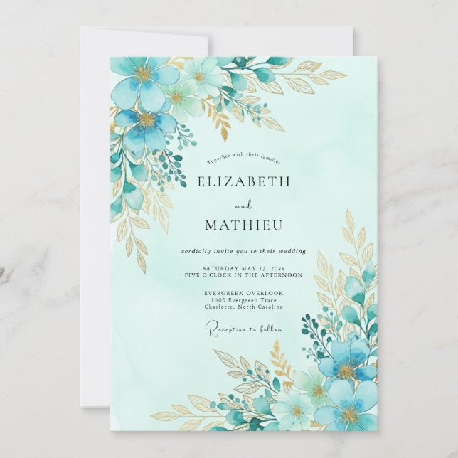 Invitation Mariage de printemps vert menthe immaculé (Devant)