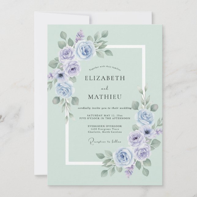 Invitation Mariage de printemps vert menthe paisible (Devant)
