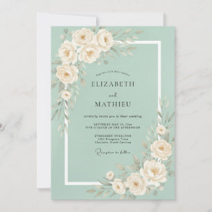 Invitation Mariage de printemps vert menthe sophistiqué