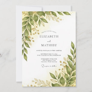 Invitation Mariage de printemps vert olive immaculé